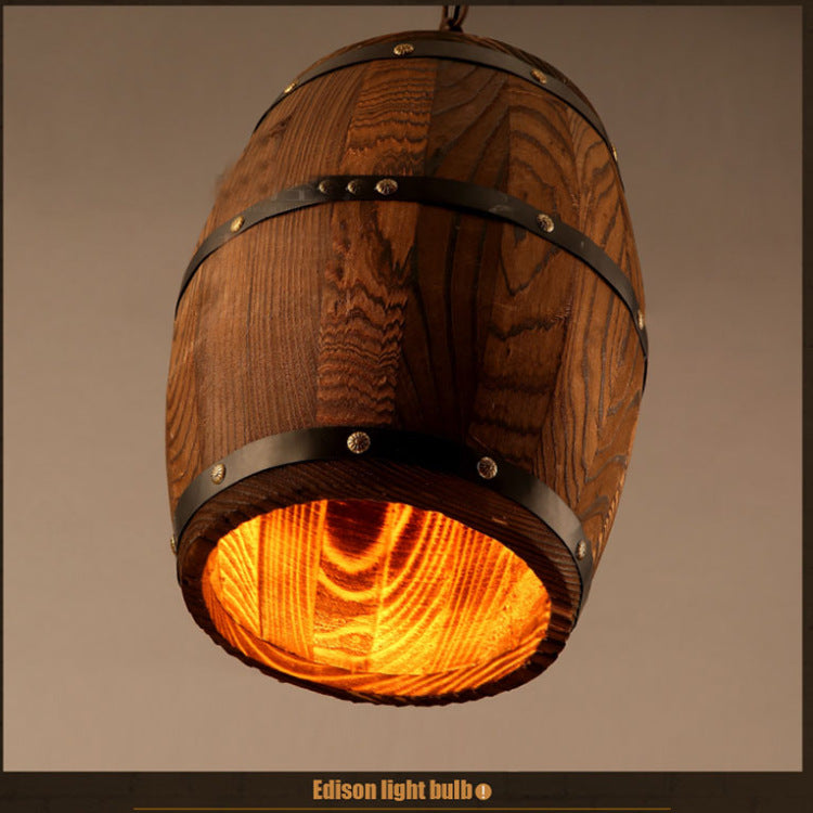 Creative personality wine barrel wooden chandeliers