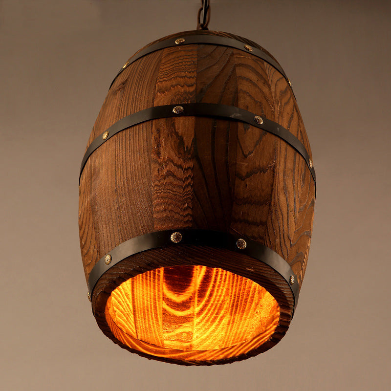 Creative personality wine barrel wooden chandeliers